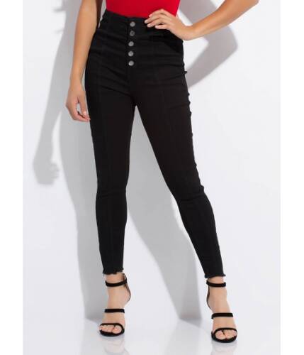 Imbracaminte femei cheapchic cute as a button-fly high-waisted jeans black