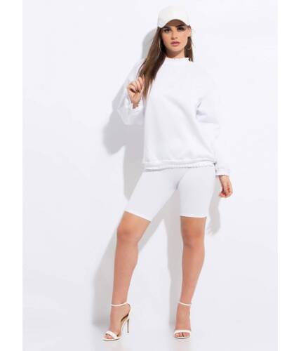 Imbracaminte femei cheapchic fashion crew distressed sweatshirt white