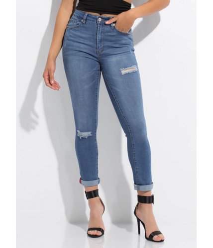 Imbracaminte femei cheapchic give it to me straight-leg skinny jeans medblue