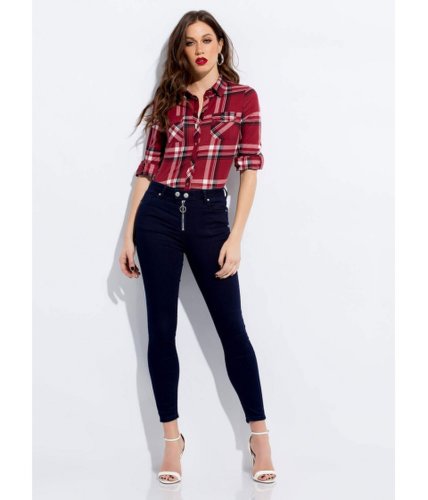 Imbracaminte femei cheapchic hot hardware zip-front skinny jeans dkblue