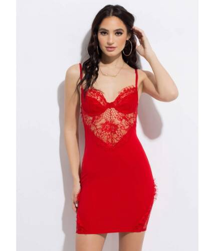Imbracaminte femei cheapchic hot nights netted lace minidress red