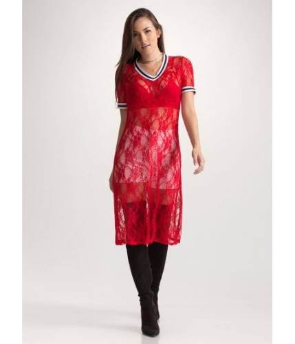 Imbracaminte femei cheapchic lace setter double slit midi dress red