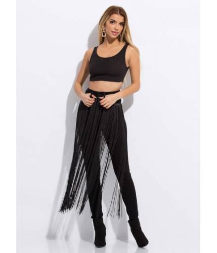 Imbracaminte femei cheapchic motion activated waterfall fringe jeans black