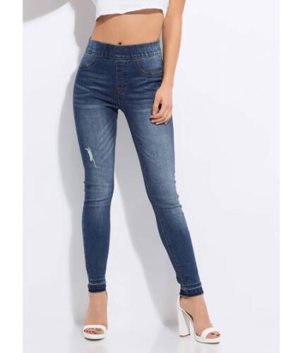 Imbracaminte femei cheapchic no-brainer stretchy waist skinny jeans dkblue