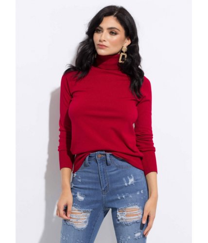 Imbracaminte femei cheapchic nothing chicer knit turtleneck sweater red
