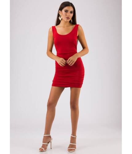 Imbracaminte femei cheapchic out in the open-back ruched minidress red
