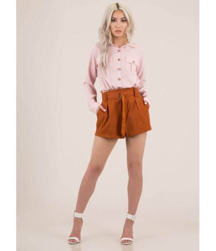 Imbracaminte femei cheapchic ready for anything belted shorts cinnamon