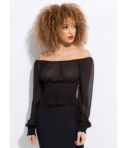 Imbracaminte femei cheapchic sheer confidence off-shoulder crop top black