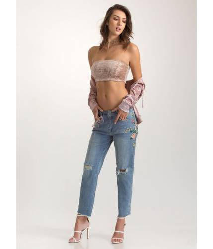 Imbracaminte femei cheapchic short and sequined cropped tube top blush