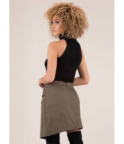 Imbracaminte femei cheapchic sleeve an impression buttoned skirt olive