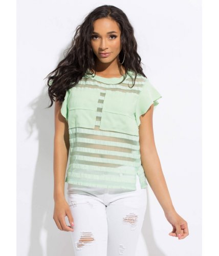 Imbracaminte femei cheapchic something different sheer striped top mint