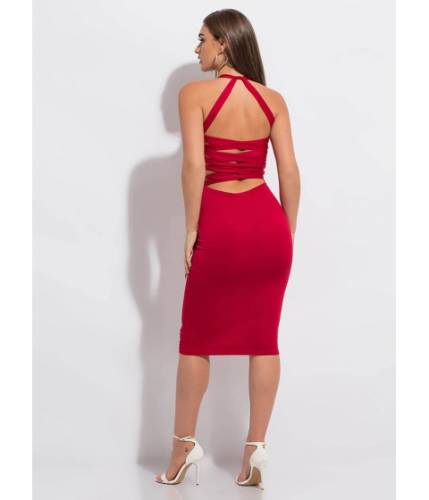 Imbracaminte femei cheapchic strappily ever after lace-back dress red