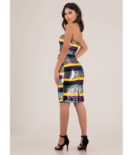 Imbracaminte femei cheapchic stripes and sequins 2-piece tube dress multi