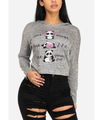 Imbracaminte femei cheapchic stylish panda graphic print long sleeve sweater top w hoodie multicolor
