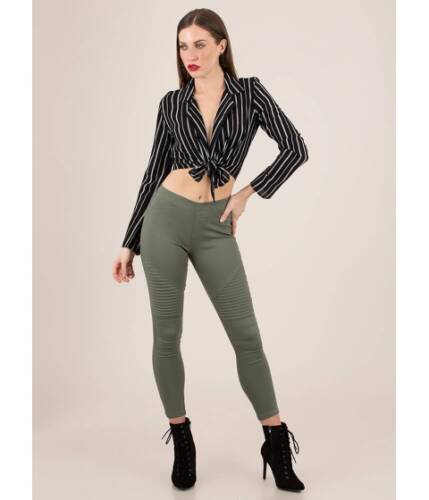Imbracaminte femei cheapchic tie another day pinstriped crop top black