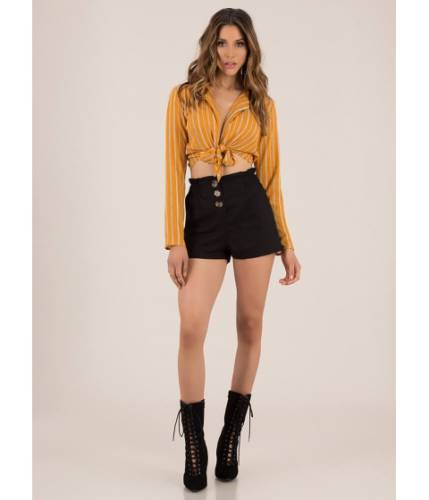 Imbracaminte femei cheapchic tie another day pinstriped crop top mustard