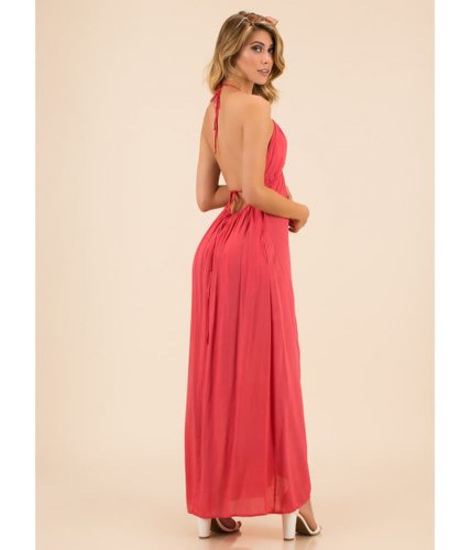 Imbracaminte femei cheapchic welcome to the weekend halter maxi coral