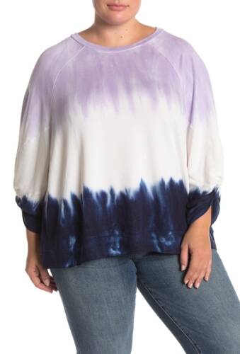 Imbracaminte femei como vintage tie dye ruched sleeve pullover plus size peacoat combo