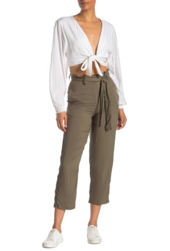 Imbracaminte femei cotton on shannon paperbag waist tie pants burnt olive