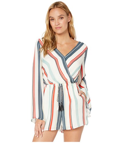 Imbracaminte femei cupcakes and cashmere caprice striped long sleeve romper ivory