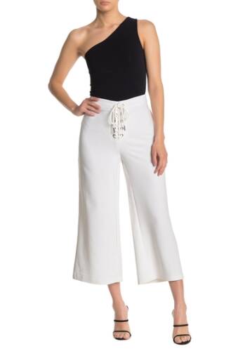 Imbracaminte femei cupcakes and cashmere esperate lace-up wide leg crop pants white