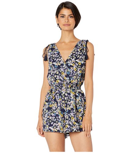 Imbracaminte femei cupcakes and cashmere meadow floral printed romper lapis