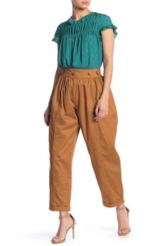 Imbracaminte femei current air pleated roll cuff pants desertsand