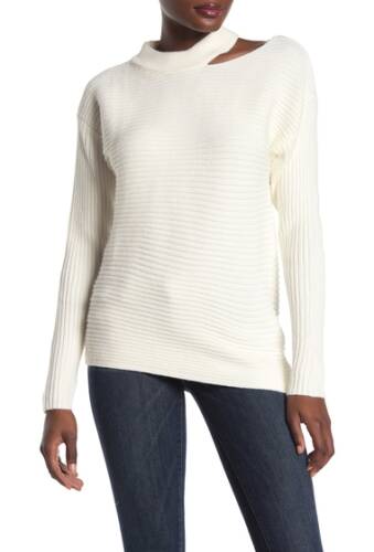 Imbracaminte femei dee elly cutout shoulder ribbed knit sweater white