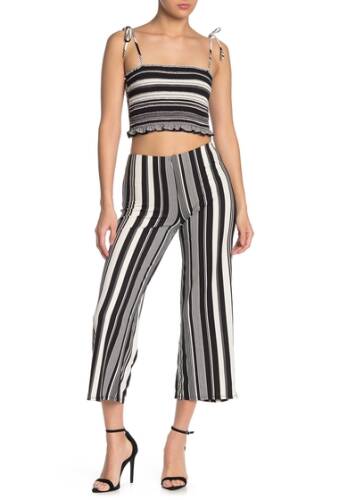 Imbracaminte femei dee elly striped high waisted crop pants black white stripe