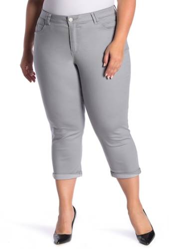 Imbracaminte femei democracy high-rise stretch twill rolled jeans plus size dove grey