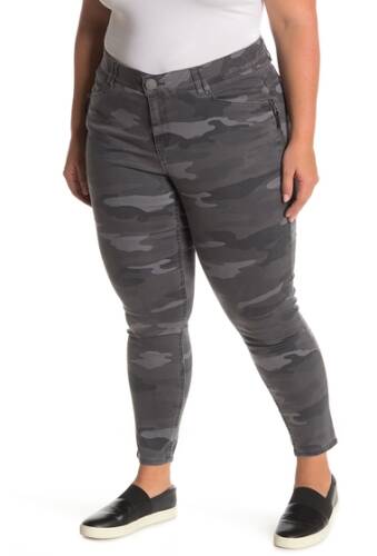 Imbracaminte femei democracy zip detail camouflage jeans plus size charcoal