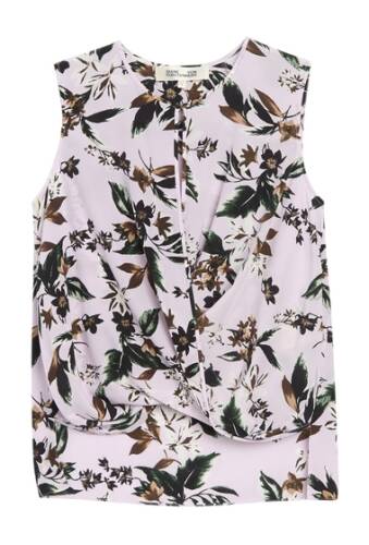 Imbracaminte femei diane von furstenberg daphne draped silk blouse caribbean floral lavender fog