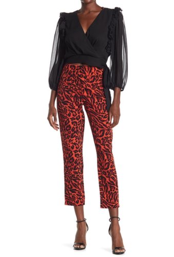 Imbracaminte femei do be leopard print high waist ankle crop pants red leopard