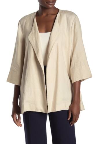 Imbracaminte femei donna karan new york 34 sleeve draped linen jacket stone