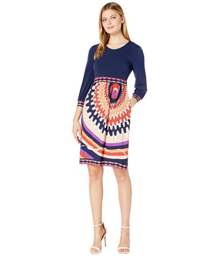 Imbracaminte femei donna morgan long sleeve stretch knit jersey fit-and-flare with contrast top and bottom dress purplecoral