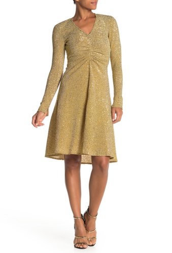 Imbracaminte femei donna morgan long sleeve v-neck sequin dress gold