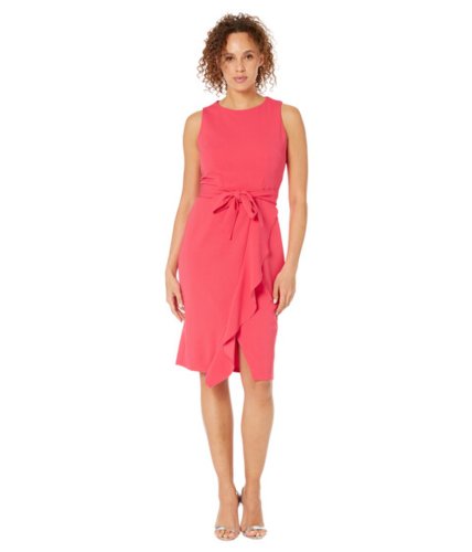 Imbracaminte femei donna morgan midi sleeveless dress with waterfall skirt and belt teaberry