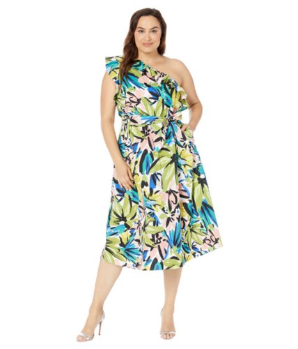 Imbracaminte femei donna morgan plus size one shoulder midi with ruffle soft whiteolive green