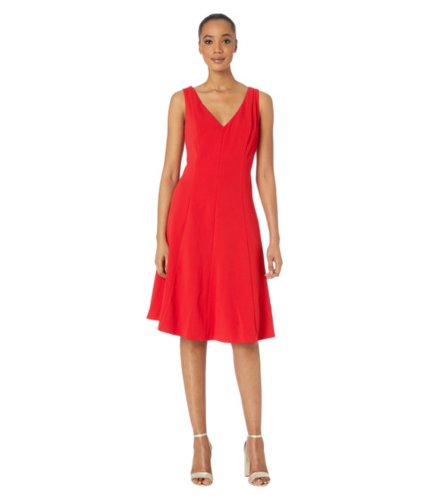 Imbracaminte femei donna morgan sleeveless stretch crepe v-neck fit-and-flare dress red
