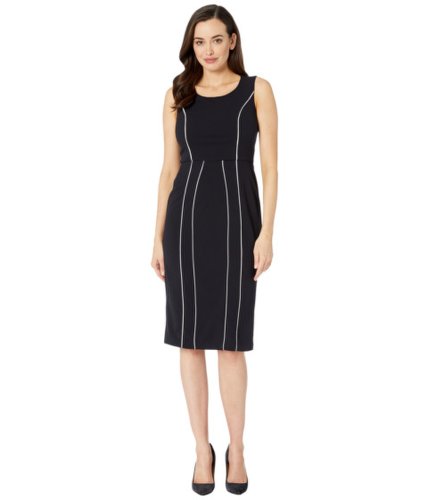 Imbracaminte femei donna morgan stretch knit crepe sheath dress with contrast piping marine navy