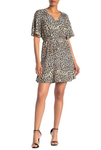 Imbracaminte femei dr2 by daniel rainn leopard print short sleeve dress i573 brown