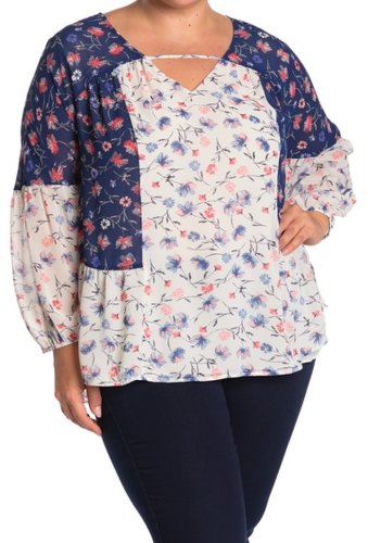 Imbracaminte femei dr2 by daniel rainn mixed floral print boho blouse plus size d517 ivod5
