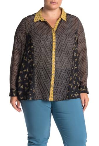 Imbracaminte femei Dr2 By Daniel Rainn mixed print chiffon blouse plus size g670 black