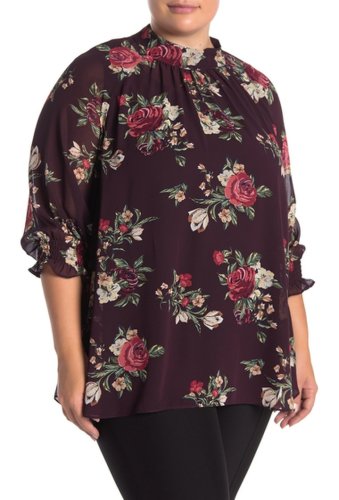Imbracaminte femei dr2 by daniel rainn mock neck floral print blouse plus size h810 purpl