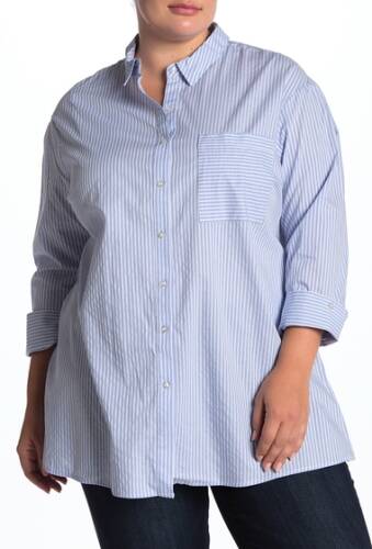 Imbracaminte femei dr2 by daniel rainn striped 34 sleeve tunic shirt plus size d710 blue
