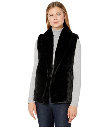 Imbracaminte femei echo design faux fur collar vest black