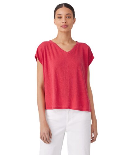 Imbracaminte femei eileen fisher v-neck square tee guava