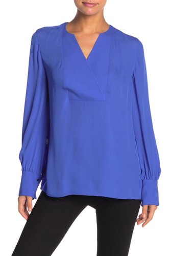 Imbracaminte femei elie tahari reva long sleeve silk blouse blue glaze