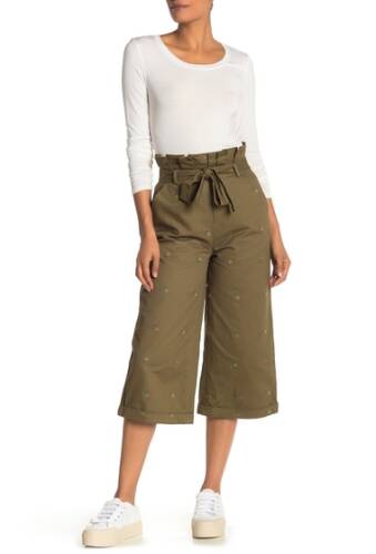 Imbracaminte femei english factory pineapple embroidered culottes olive