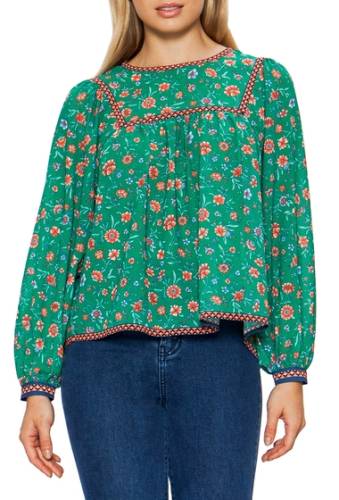 Imbracaminte femei flying tomato floral peasant blouse green